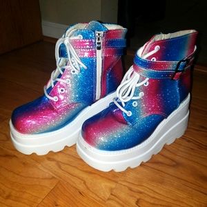 Brand new pink and blue sparkly boots
